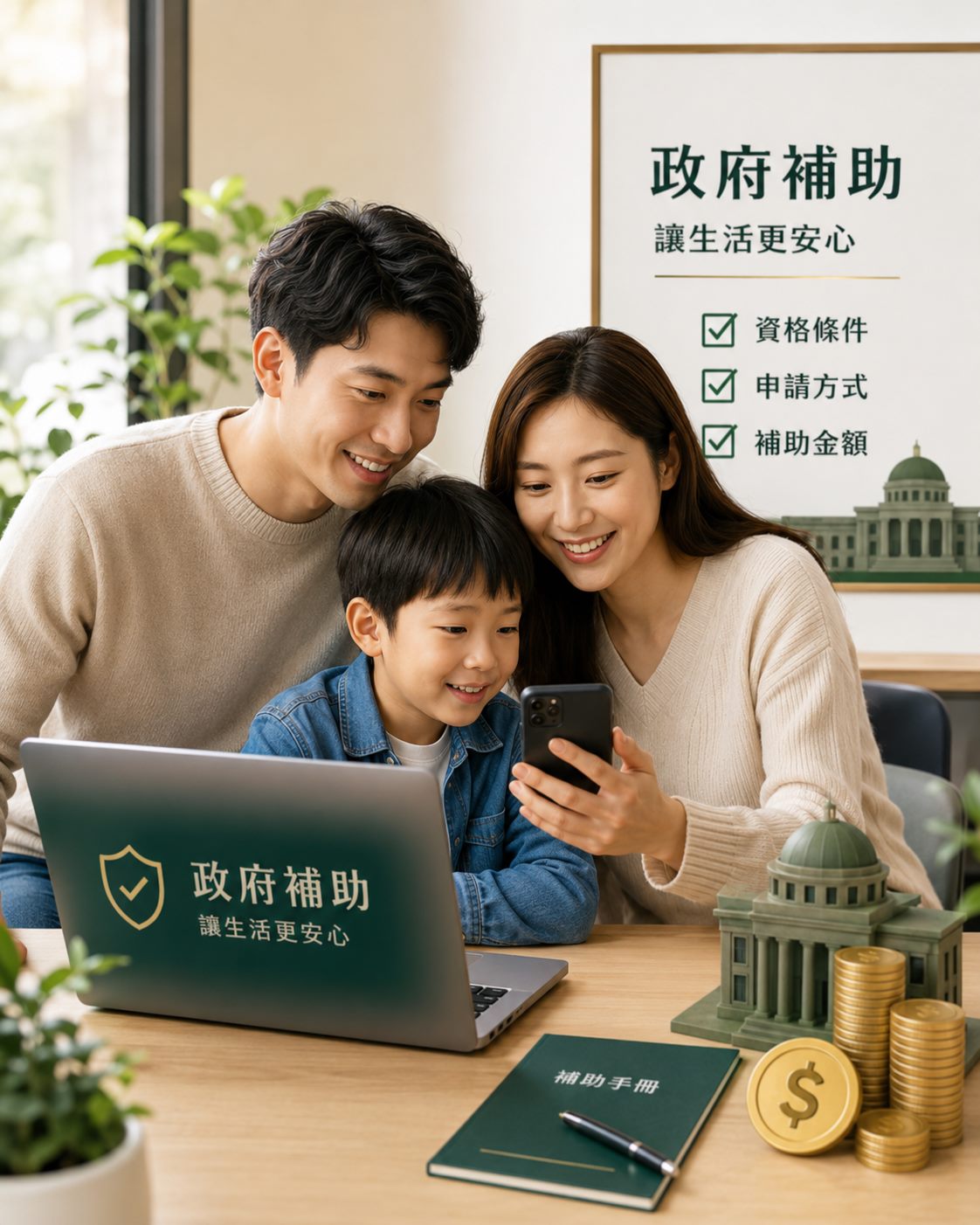 家庭一起查看政府補助資訊
